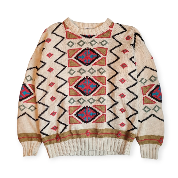Vintage Other - Vintage Navajo Pattern Men's Cotton Crew Neck Sweater Medium